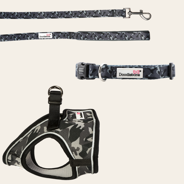 Smokey Camo Snappy Harness, Collar & Lead Set