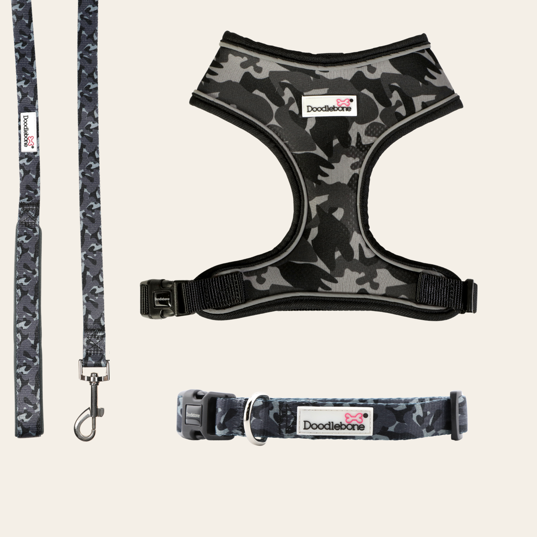 Smokey Camo Airmesh Harness, Collar & Lead Set